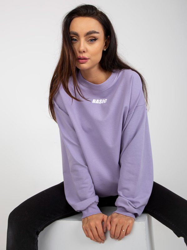 Didmenininkas Šviesiai violetinės spalvos moteriškas džemperis be kapišono su užrašu