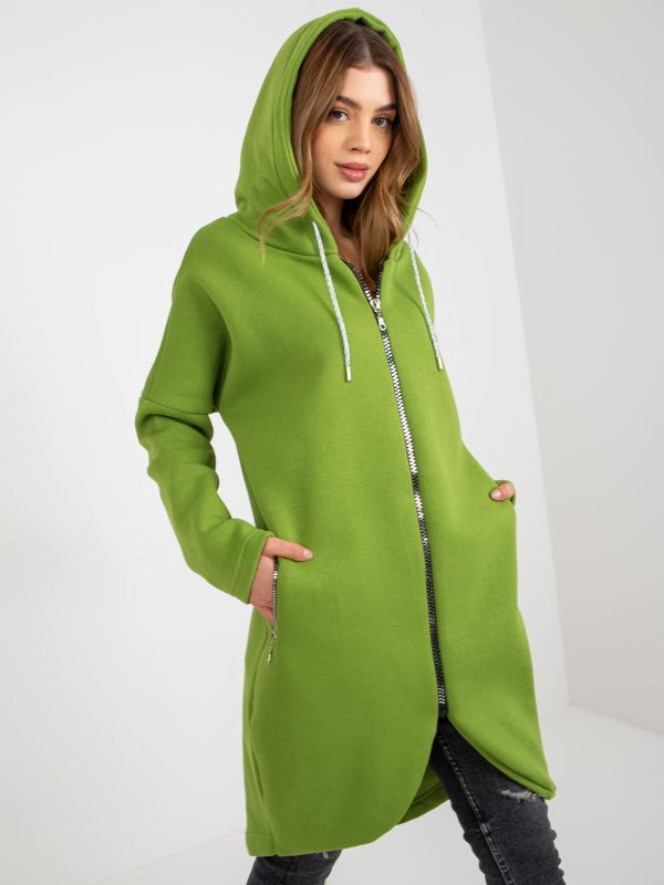 Didmenininkas Šviesiai žalias ilgas pagrindinis džemperis su gobtuvu “Tabby”