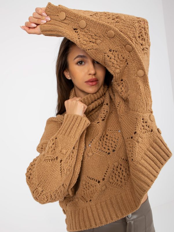 Didmenininkas Kupranugario laisvas megztinis megztinis su azuriniu