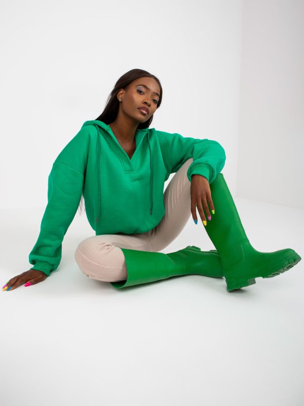 Didmenininkas Žalias “Basic Oversize” džemperis su gobtuvu
