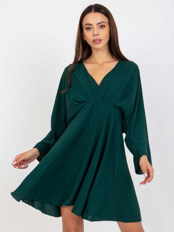 Didmenininkas Zayna tamsiai žalia vieno didžio V-kaklo mini suknelė