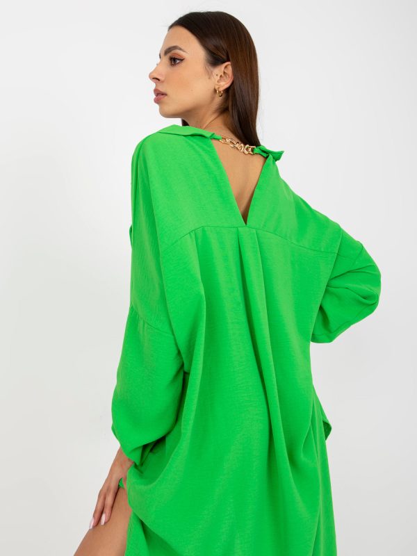 Didmenininkas Šviesiai žalia ilgomis rankomisėmis marškinėliai suknelė Elaria