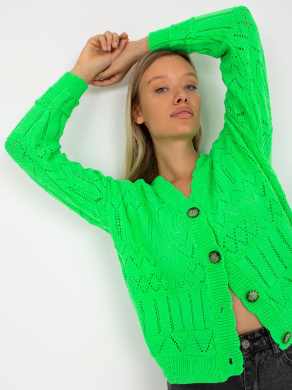 Didmenininkas Fluo žalias azūrinis vasarinis megztinis RUE PARIS