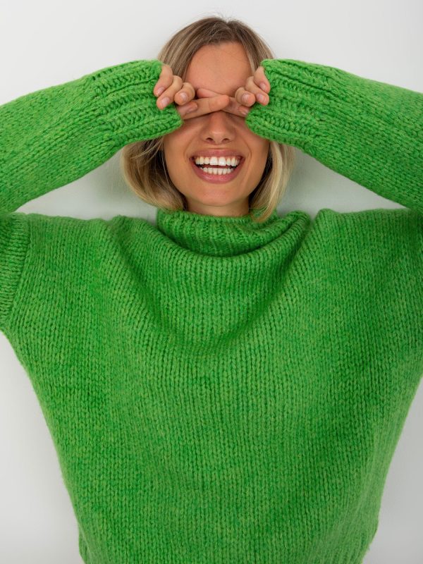 Didmenininkas Šviesiai žalios spalvos megztinis su plačiomis rankovėmis Ariana RUE PARIS