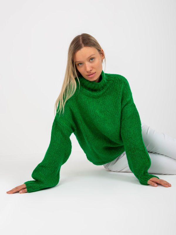Didmenininkas Žalias megztinis ilgomis rankovėmis Ariana RUE PARIS