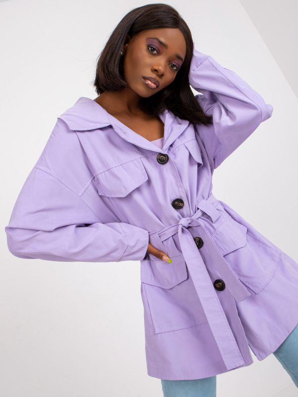 paltai didmeninė prekyba Violetinis paltas su kišenėmis