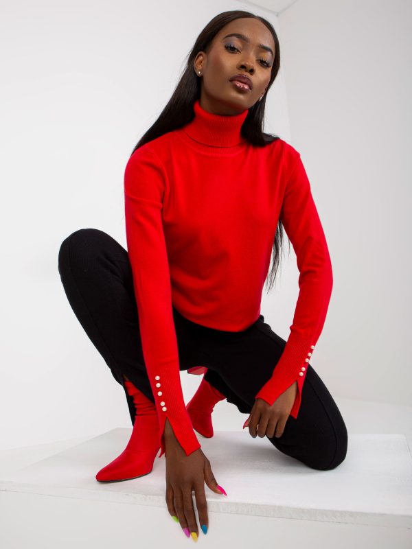 Didmenininkas Raudonas moteriškas “Slim Fit” megztinis