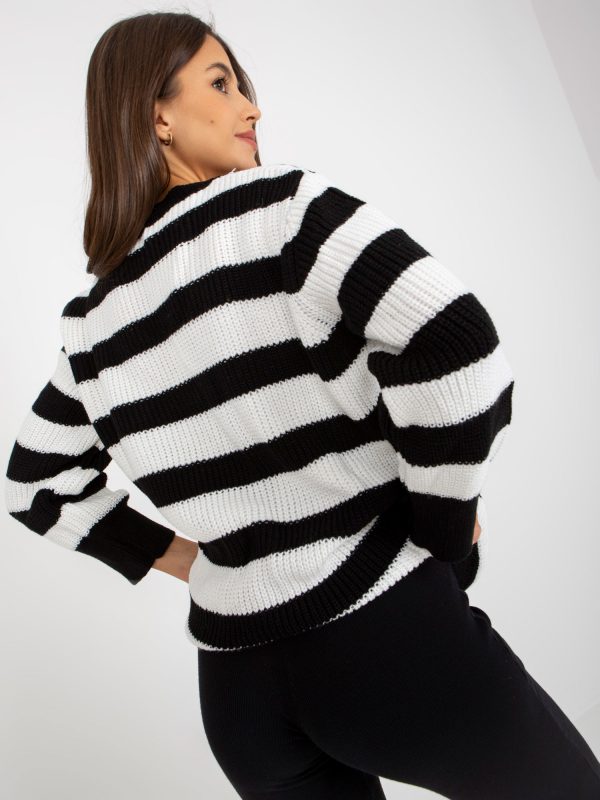 Didmenininkas Baltas ir juodas ilgas per didelis dryžuotas megztinis RUE PARIS