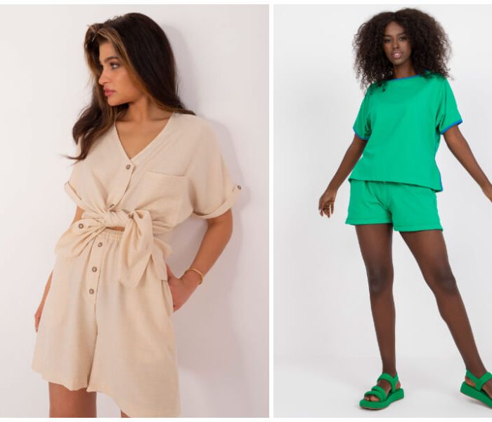 Vasaros moteriški komplektai su šortais – madingi rinkiniai karštoms dienoms