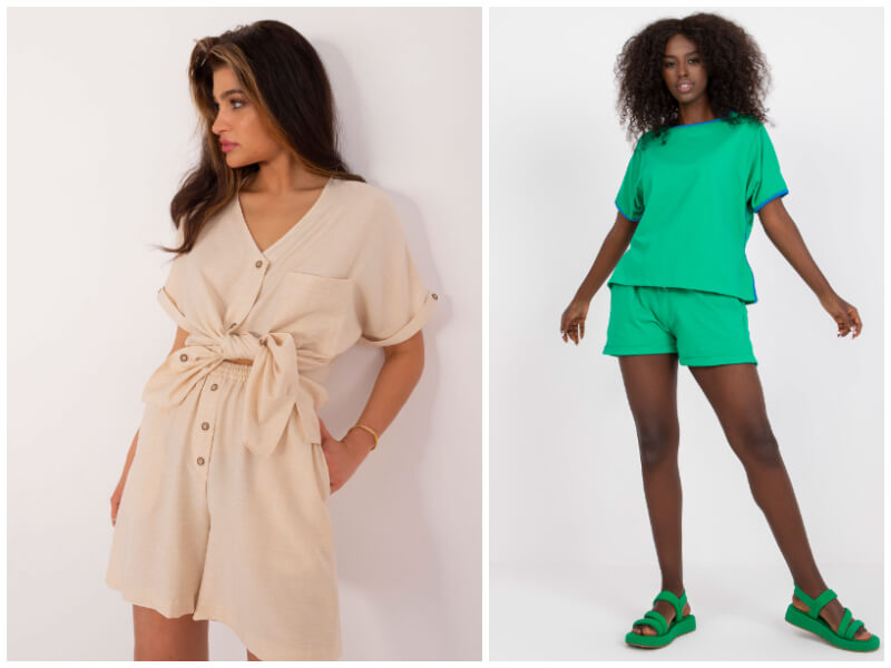 Vasaros moteriški komplektai su šortais – madingi rinkiniai karštoms dienoms